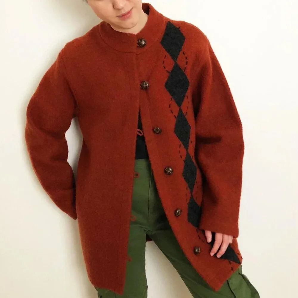 Vintage Wool Cardigan Jacket / Sweater Coat